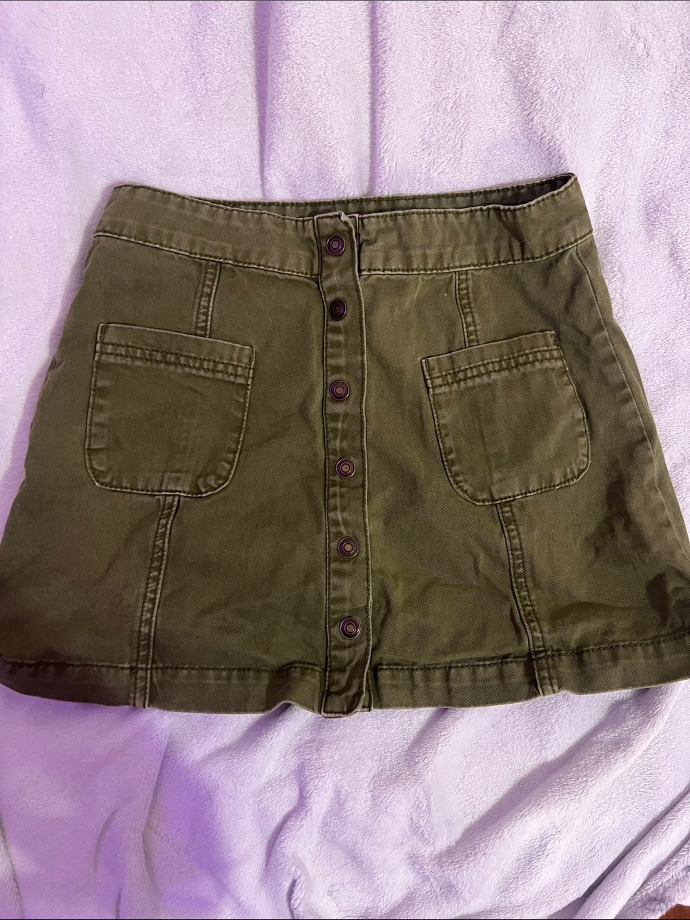 Forever 21 Olive Green Button-Front Mini Skirt